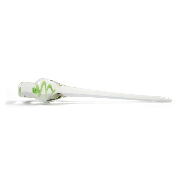 a white and green toothbrush on a white background