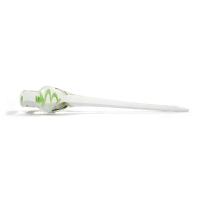 a white and green toothbrush on a white background