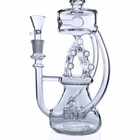 Glassheads “Waffle Baker” - Twin Stereo Perc Lattice Recycler Water Pipe 
