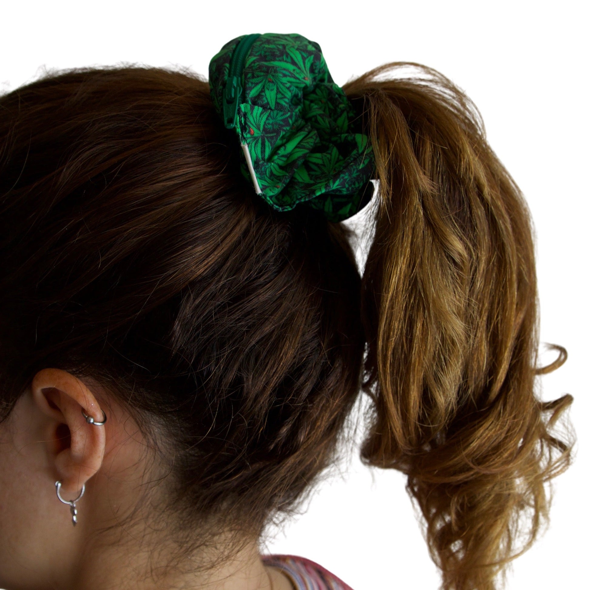 Blue Fiesta “420 Weed Leaf” Stash Pocket Scrunchie by Blue Fiesta | Mission Dispensary