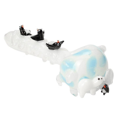 Empire Glassworks Large “Icy Penguins” Hand Pipe ❄️🐧 