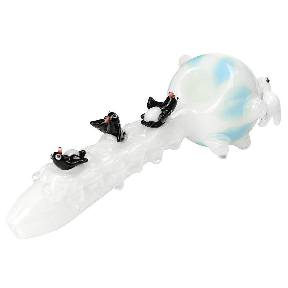 Empire Glassworks Large “Icy Penguins” Hand Pipe ❄️🐧 