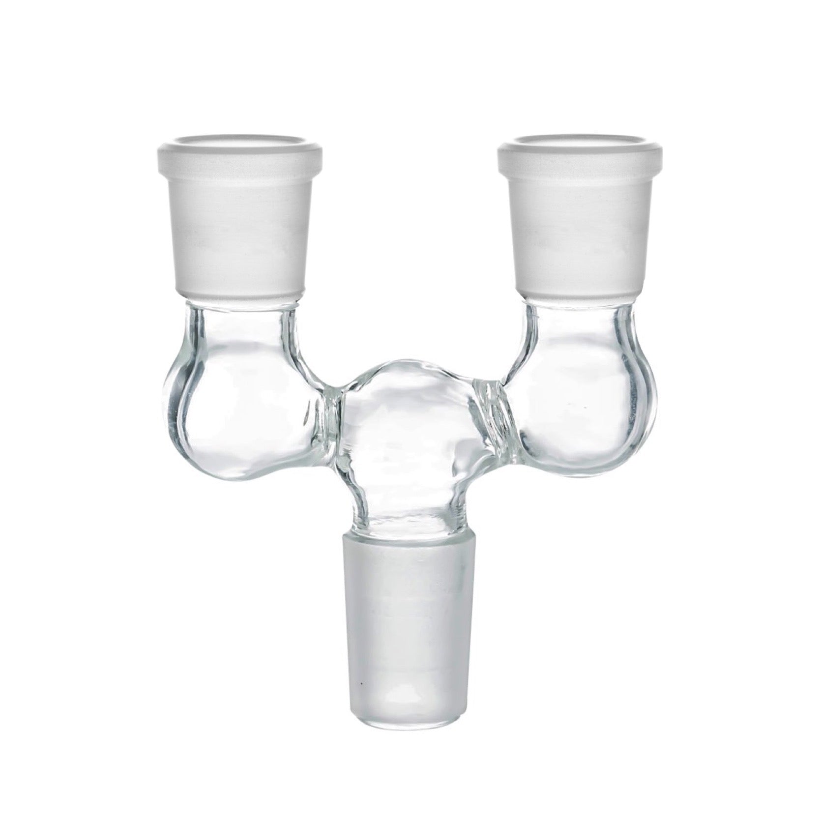 Double Bowl Joint Adapter - 14mm Male to Dual 14mm Female by Mission Dispensary | Mission Dispensary