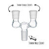 Double Bowl Joint Adapter - 14mm Male to Dual 14mm Female by Mission Dispensary | Mission Dispensary
