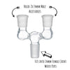 Double Bowl Joint Adapter - 14mm Male to Dual 14mm Female by Mission Dispensary | Mission Dispensary