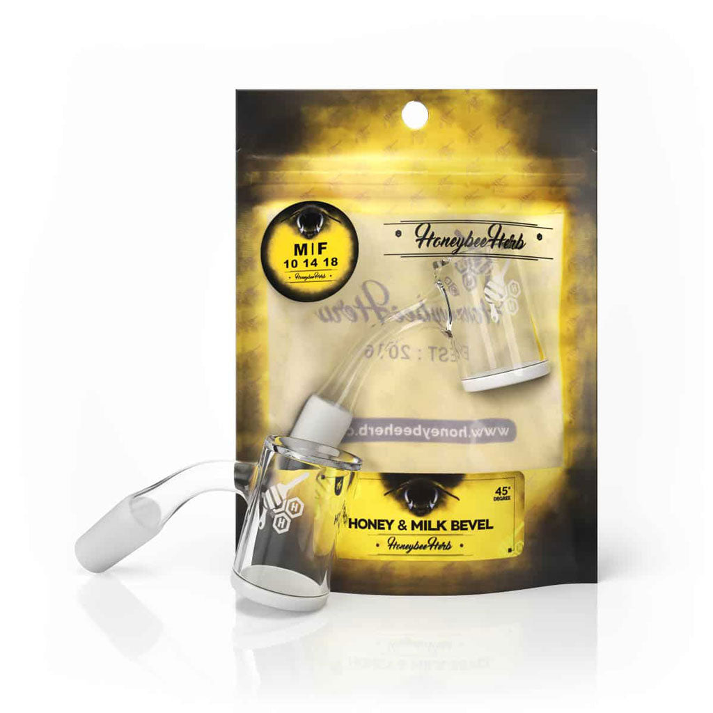 Honeybee Herb Yellow Line Honey & Milk Quartz Banger by Honeybee Herb | Mission Dispensary