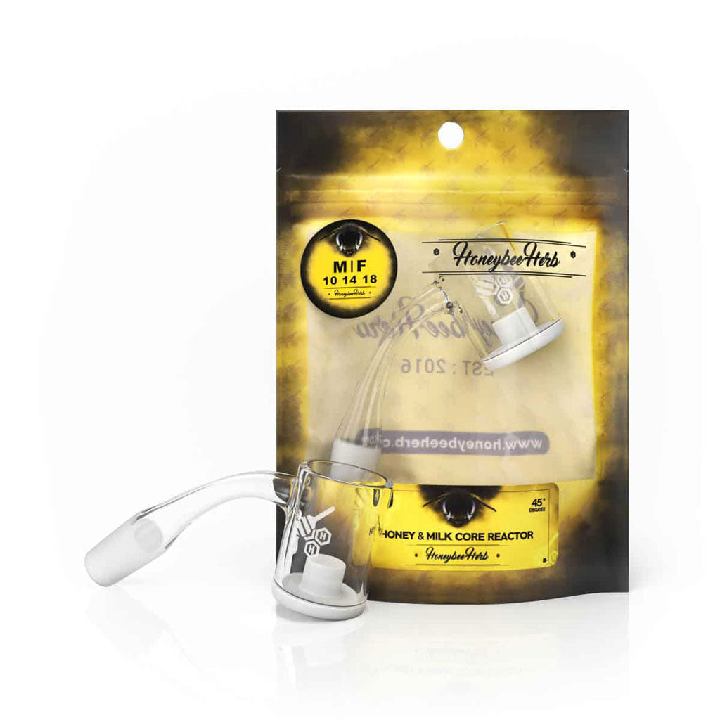 Honeybee Herb Yellow Line Honey & Milk Quartz Banger by Honeybee Herb | Mission Dispensary