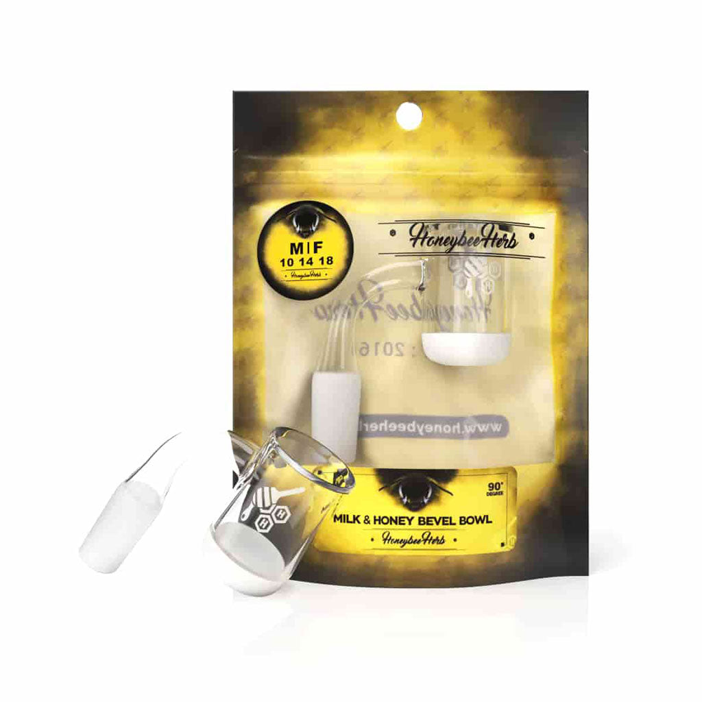 Honeybee Herb Yellow Line Honey & Milk Quartz Banger by Honeybee Herb | Mission Dispensary