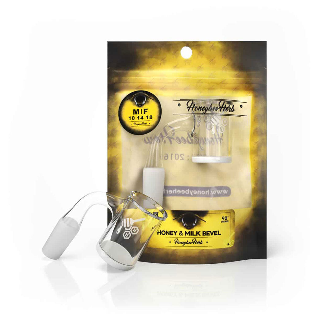 Honeybee Herb Yellow Line Honey & Milk Quartz Banger by Honeybee Herb | Mission Dispensary