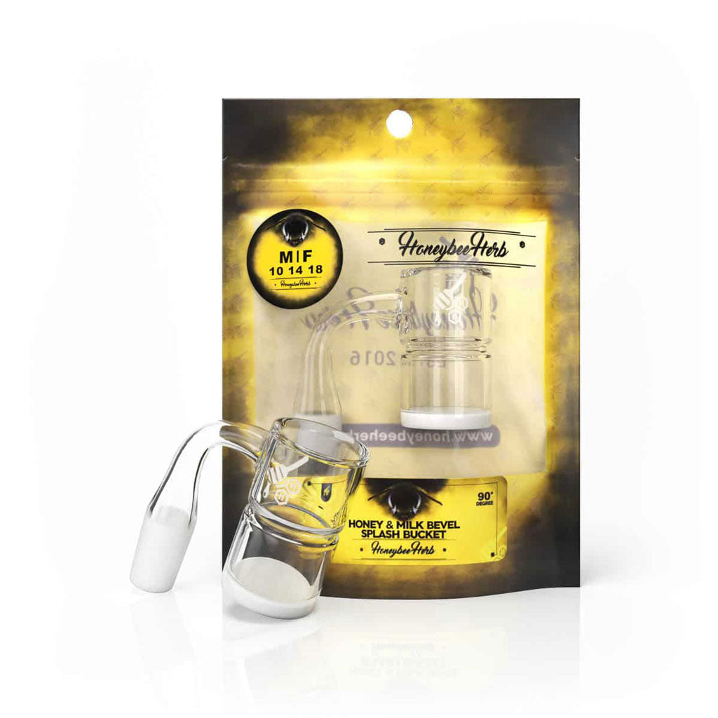Honeybee Herb Yellow Line Honey & Milk Quartz Banger by Honeybee Herb | Mission Dispensary