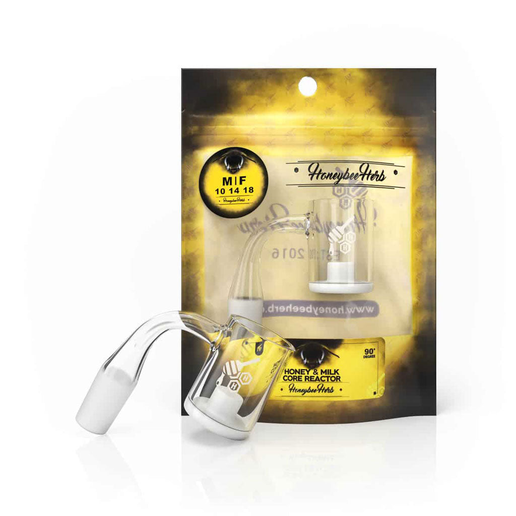 Honeybee Herb Yellow Line Honey & Milk Quartz Banger by Honeybee Herb | Mission Dispensary