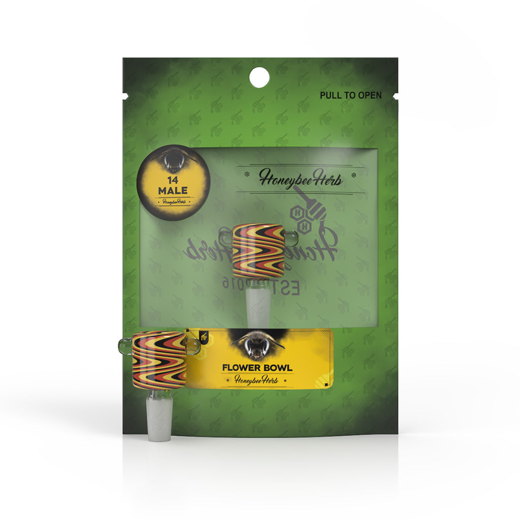 Honeybee Herb Green Line Swirl Bowl Piece by Honeybee Herb | Mission Dispensary