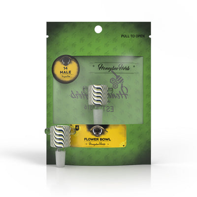 Honeybee Herb Green Line Swirl Bowl Piece by Honeybee Herb | Mission Dispensary