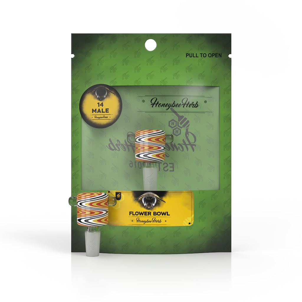 Honeybee Herb Green Line Swirl Bowl Piece by Honeybee Herb | Mission Dispensary