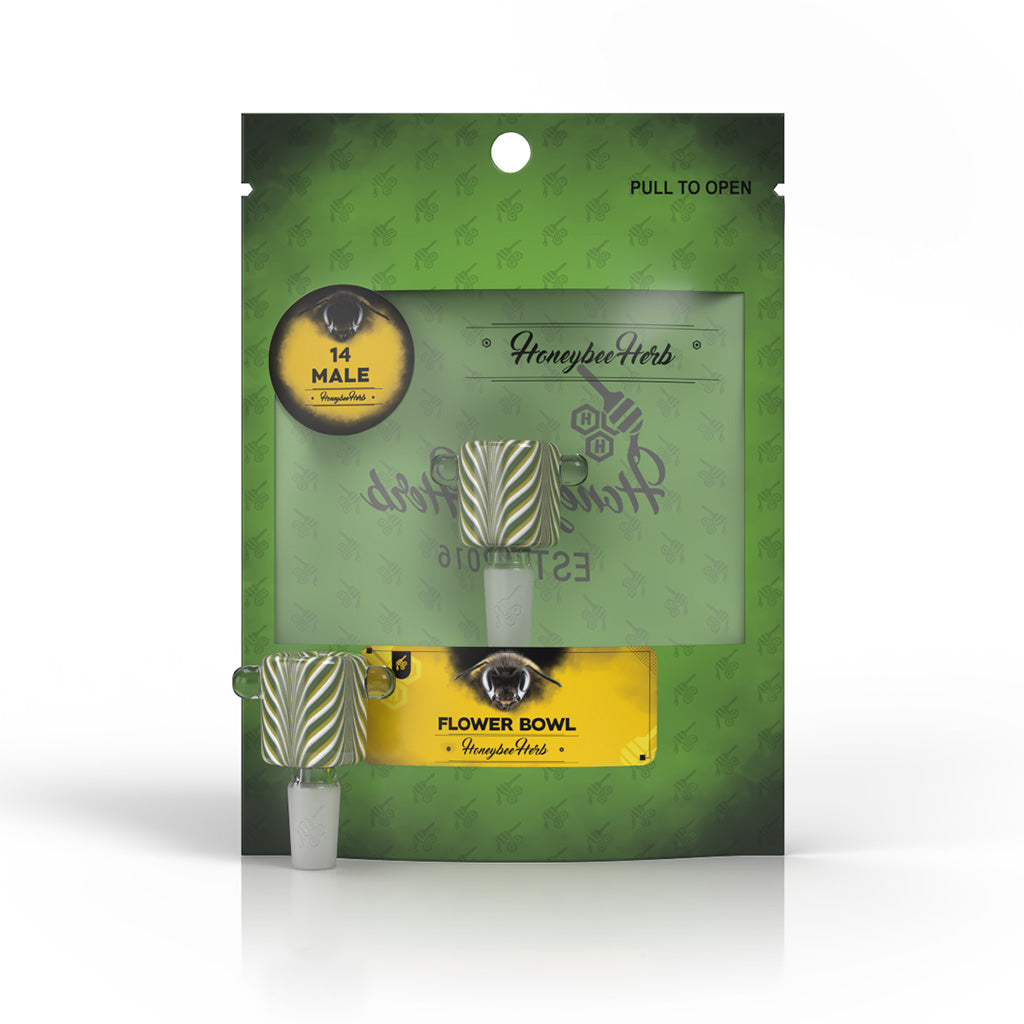 Honeybee Herb Green Line Swirl Bowl Piece by Honeybee Herb | Mission Dispensary
