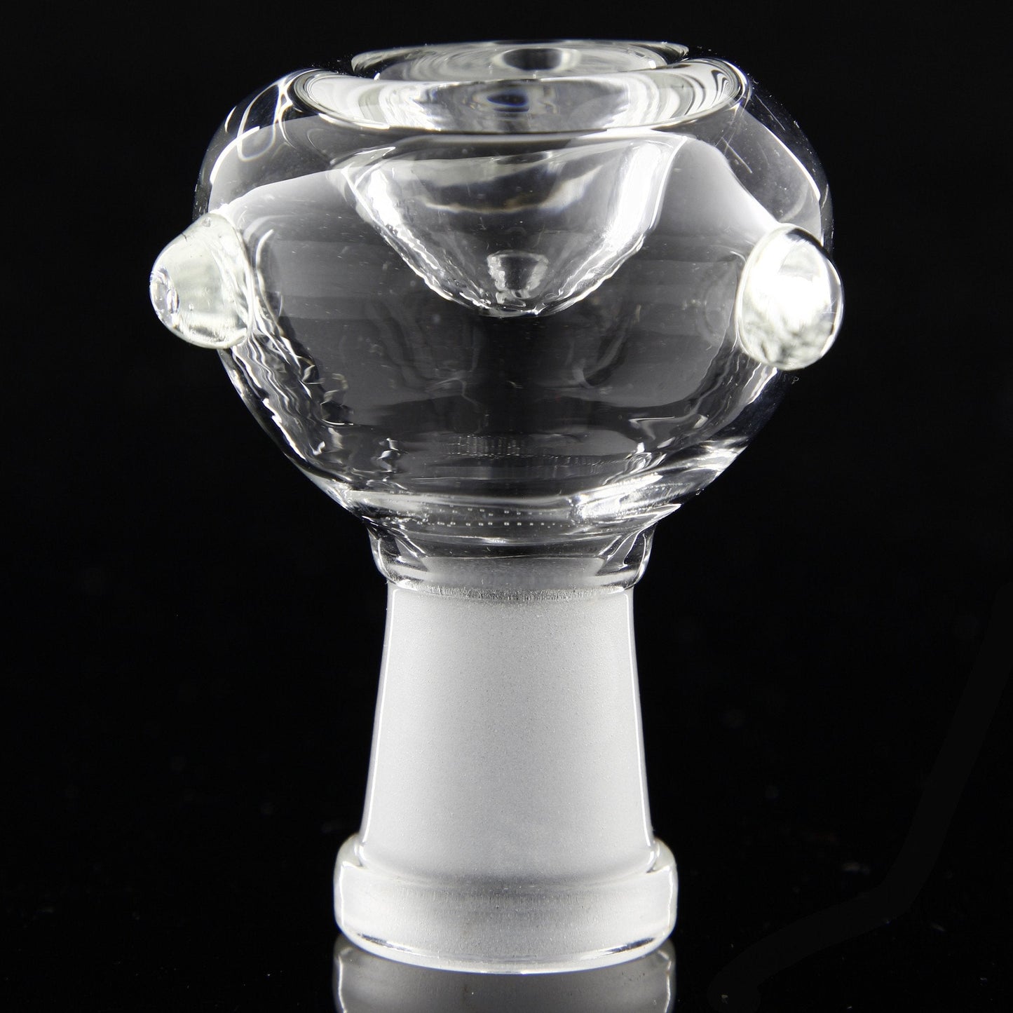 Clear Glass Female Bowl Piece - 14mm w. Marble Accents 