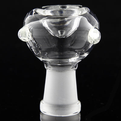 Clear Glass Female Bowl Piece - 14mm w. Marble Accents 