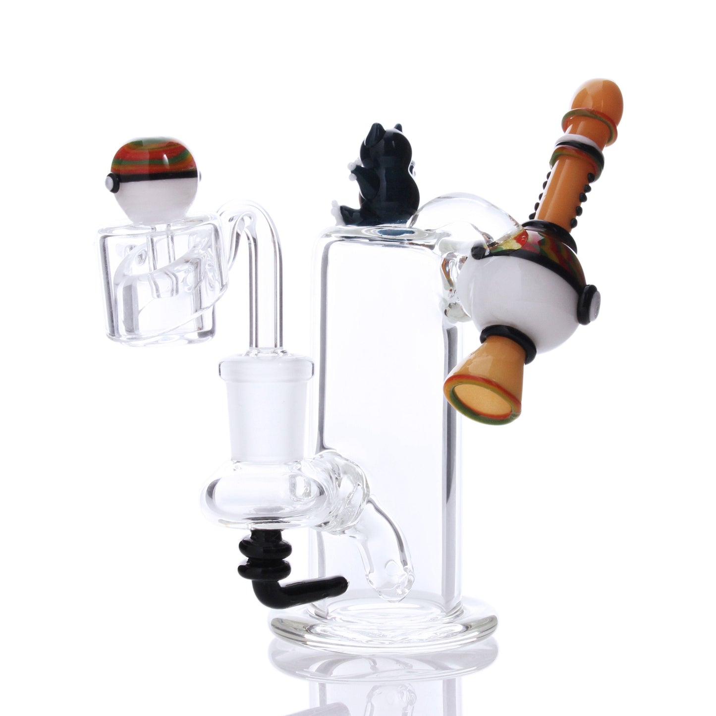 Empire Glassworks "Rasta Flute" - Mini Sidecar Dab Rig with Gridded Inline 