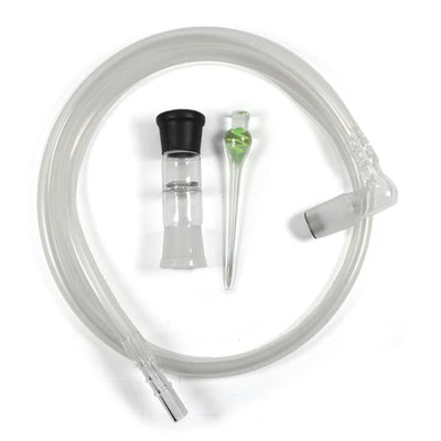 a white tube with a black top and a green tip