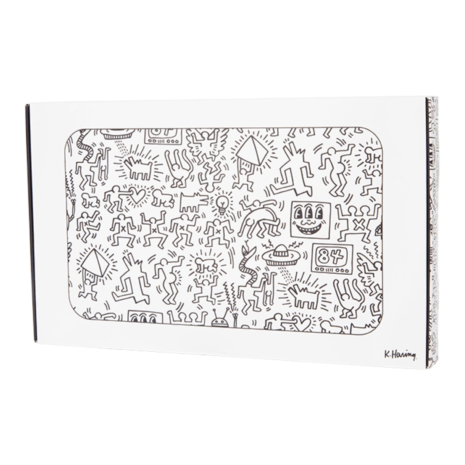 K. Haring Glass Rolling Tray - Black & White by K. Haring Collection | Mission Dispensary