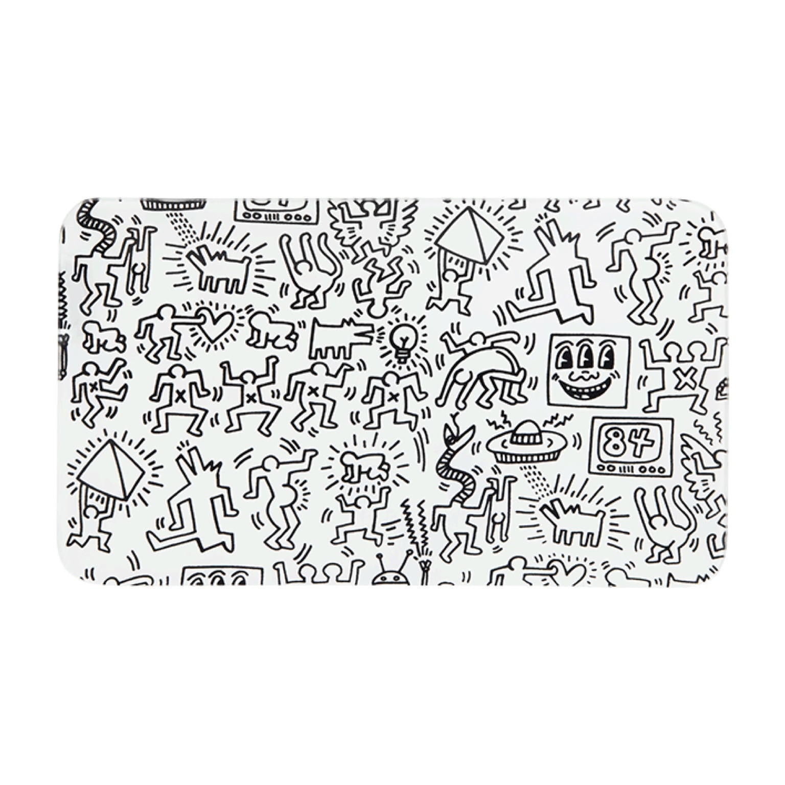 K. Haring Glass Rolling Tray - Black & White by K. Haring Collection | Mission Dispensary