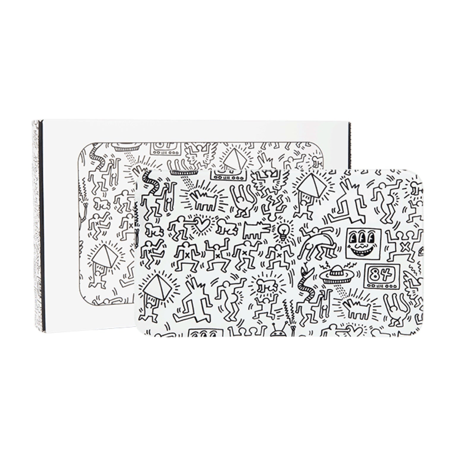 K. Haring Glass Rolling Tray - Black & White by K. Haring Collection | Mission Dispensary