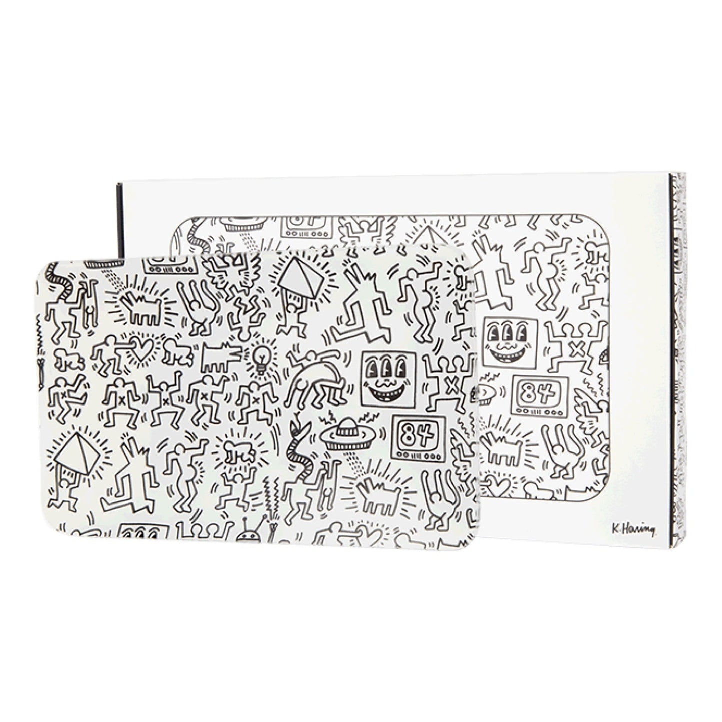 K. Haring Glass Rolling Tray - Black & White by K. Haring Collection | Mission Dispensary