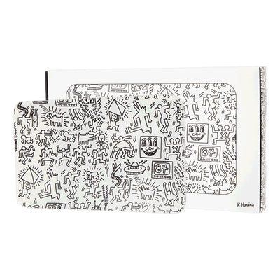 K. Haring Glass Rolling Tray - Black & White by K. Haring Collection | Mission Dispensary