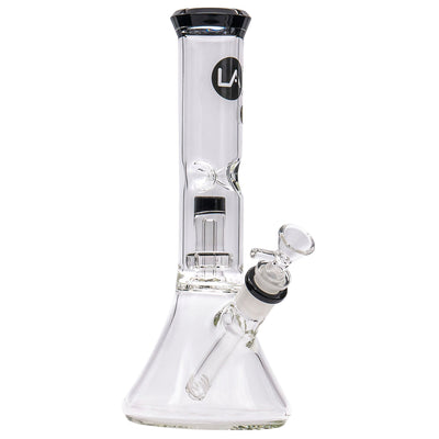 LA Pipes 11” Color Accented Showerhead Perc Beaker Bong by LA Pipes | Mission Dispensary