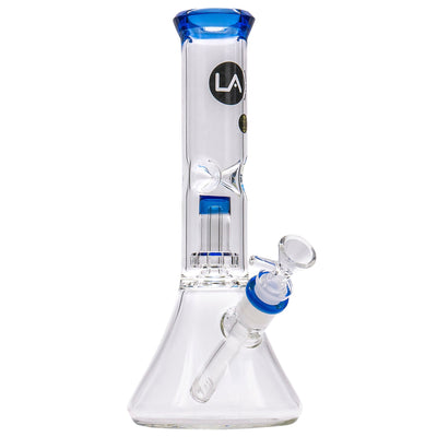 LA Pipes 11” Color Accented Showerhead Perc Beaker Bong by LA Pipes | Mission Dispensary