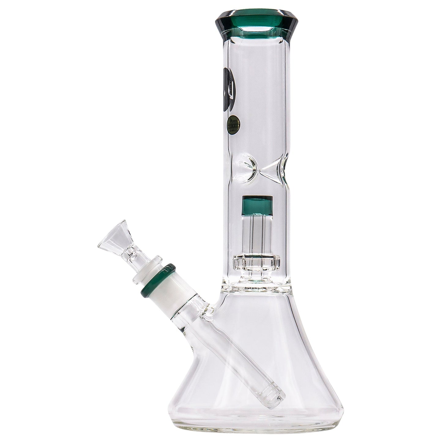 LA Pipes 11” Color Accented Showerhead Perc Beaker Bong by LA Pipes | Mission Dispensary