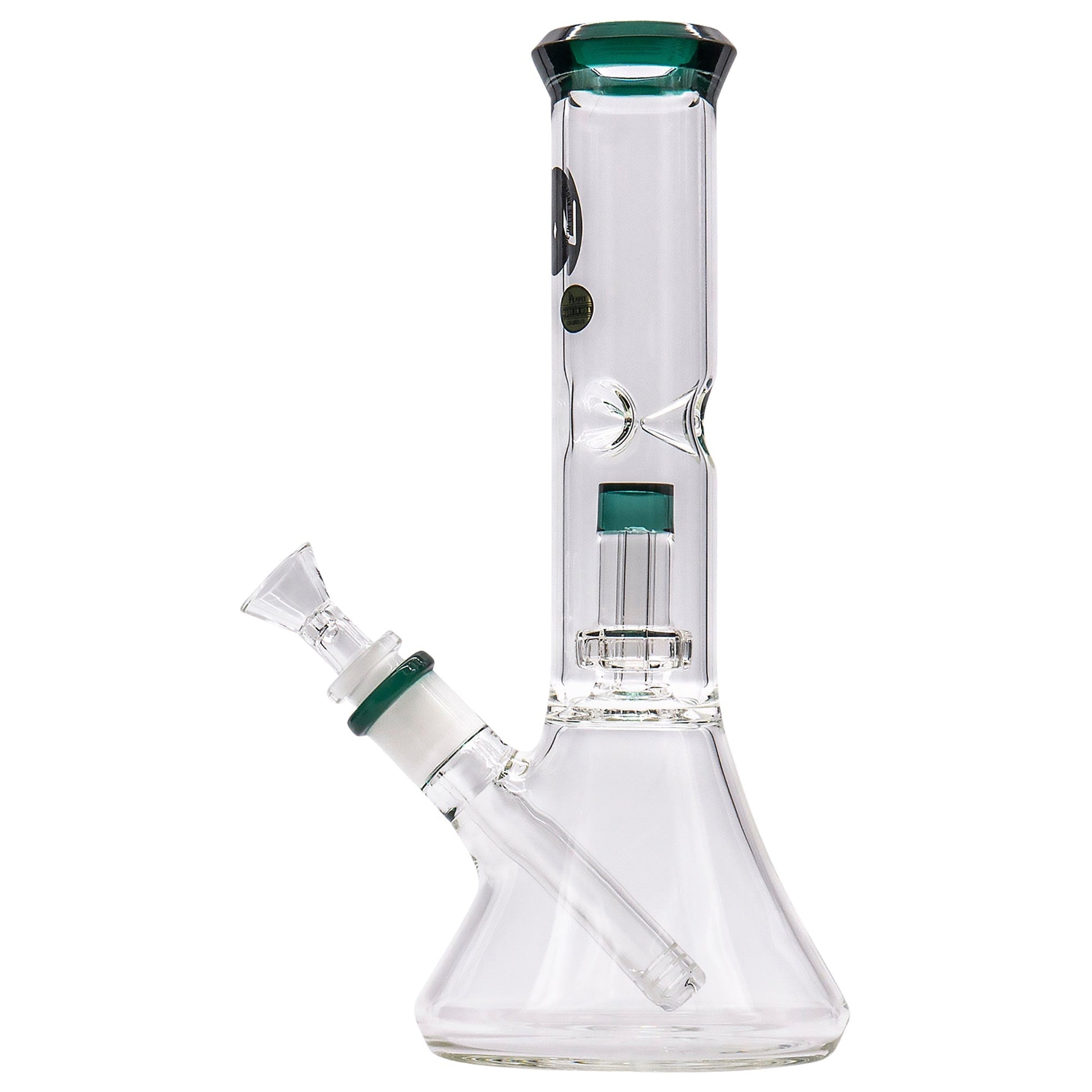 LA Pipes 11” Color Accented Showerhead Perc Beaker Bong by LA Pipes | Mission Dispensary