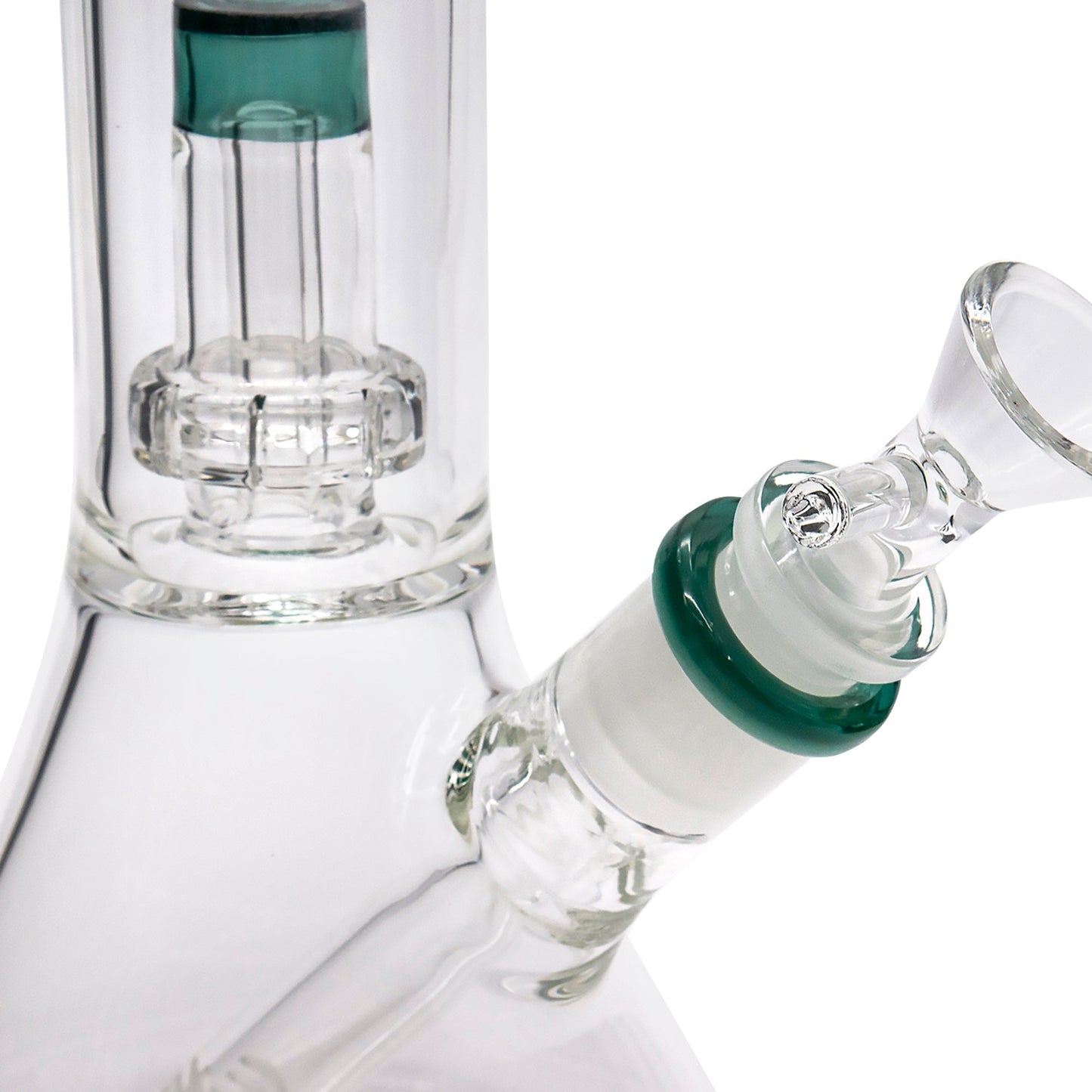 LA Pipes 11” Color Accented Showerhead Perc Beaker Bong by LA Pipes | Mission Dispensary