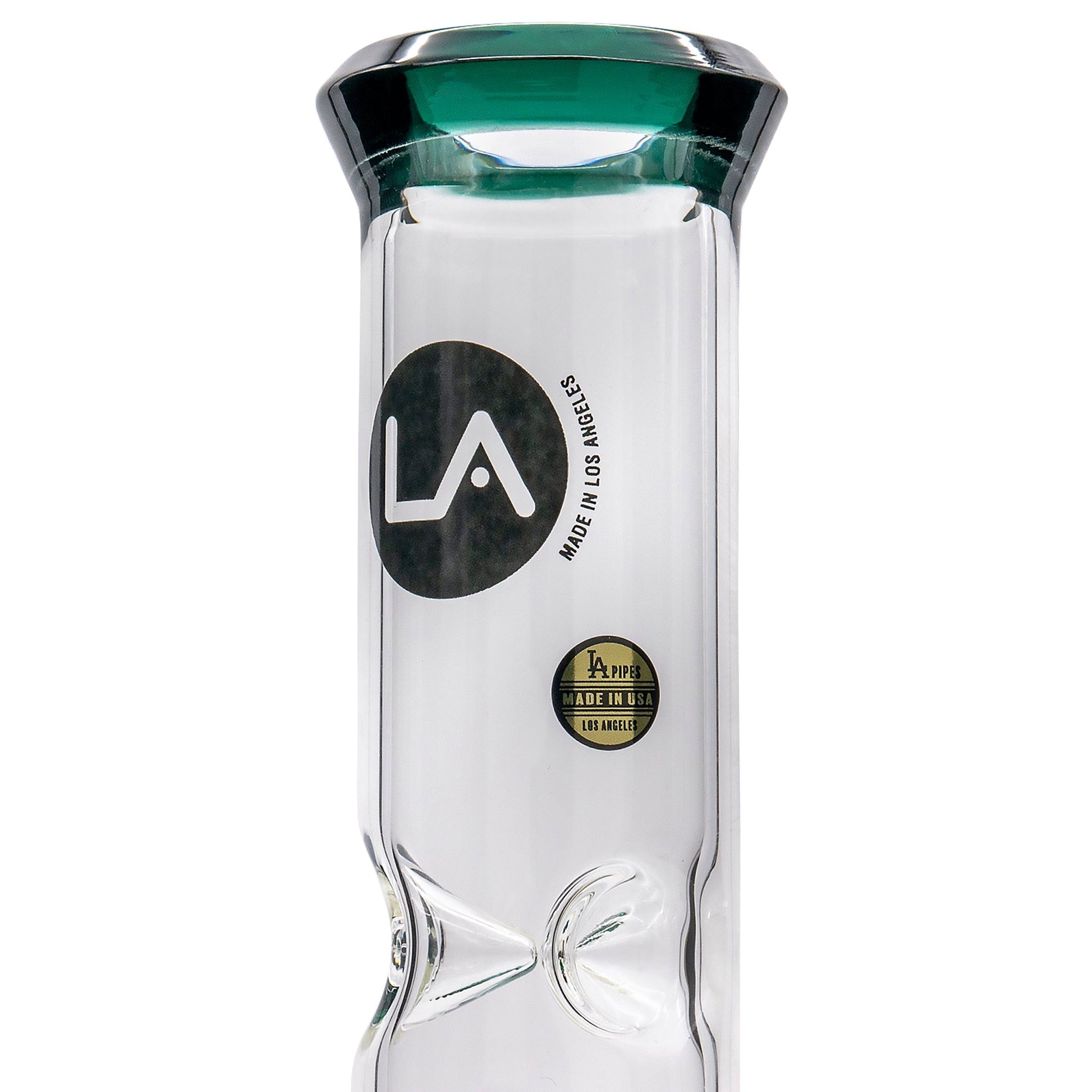 LA Pipes 11” Color Accented Showerhead Perc Beaker Bong by LA Pipes | Mission Dispensary