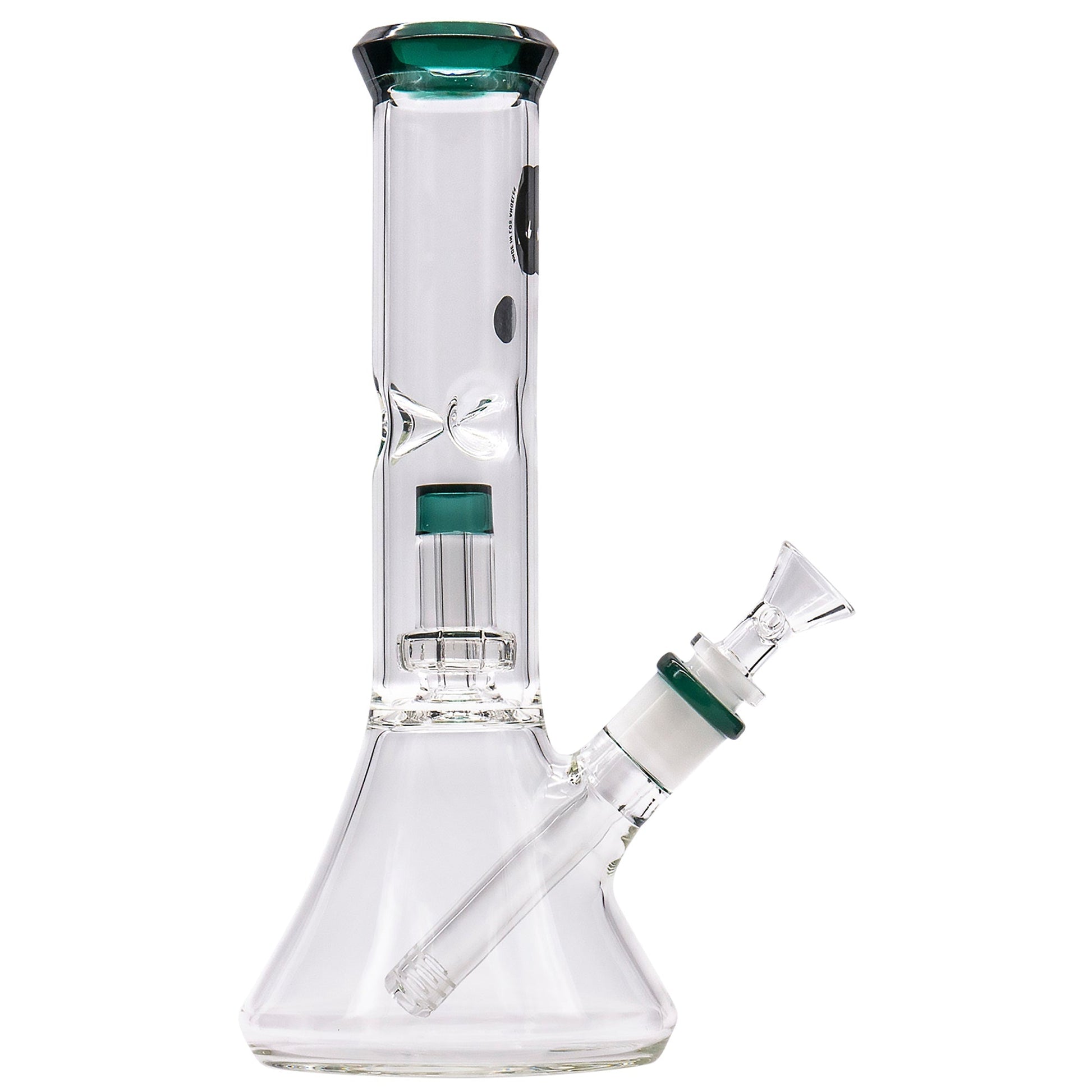 LA Pipes 11” Color Accented Showerhead Perc Beaker Bong by LA Pipes | Mission Dispensary