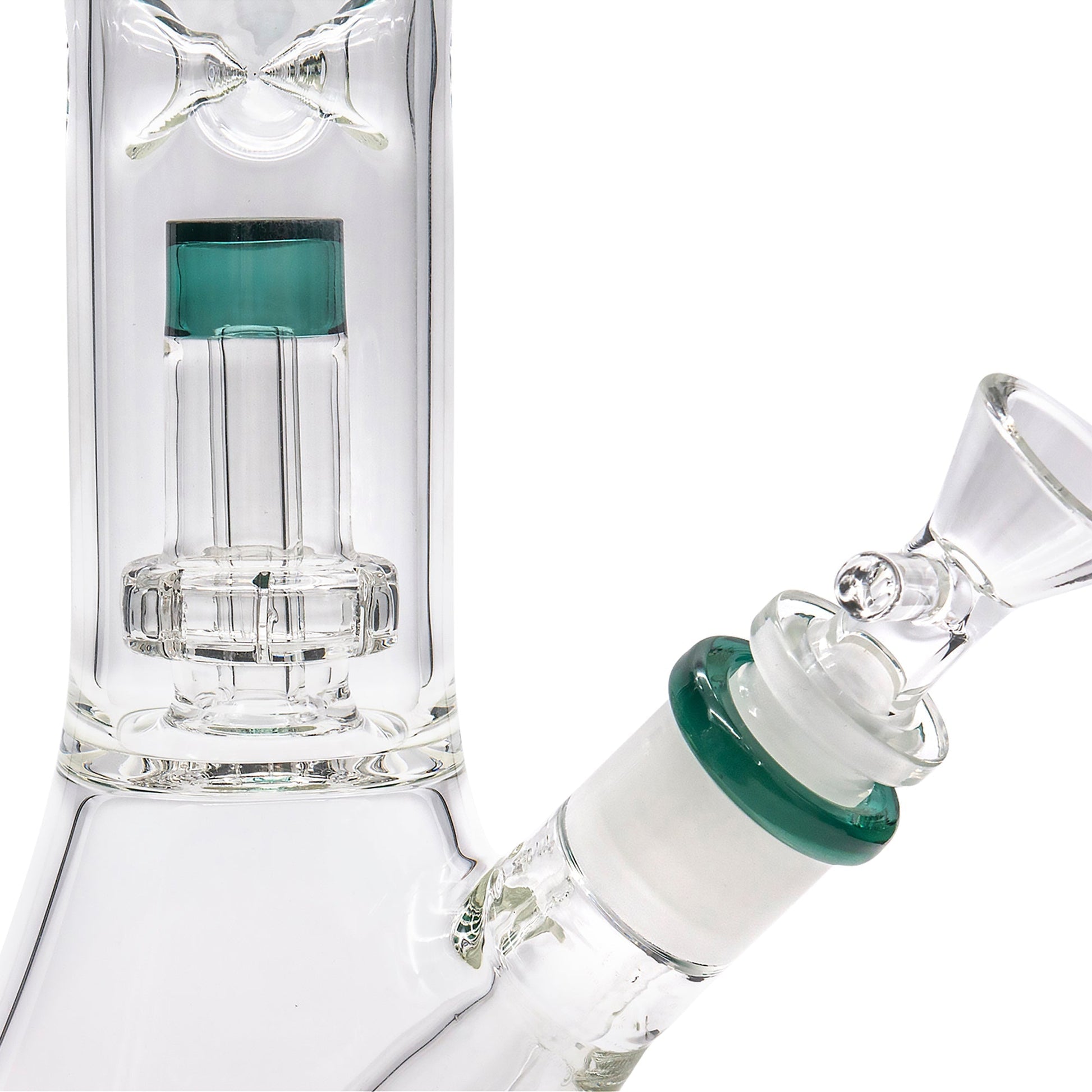LA Pipes 11” Color Accented Showerhead Perc Beaker Bong by LA Pipes | Mission Dispensary