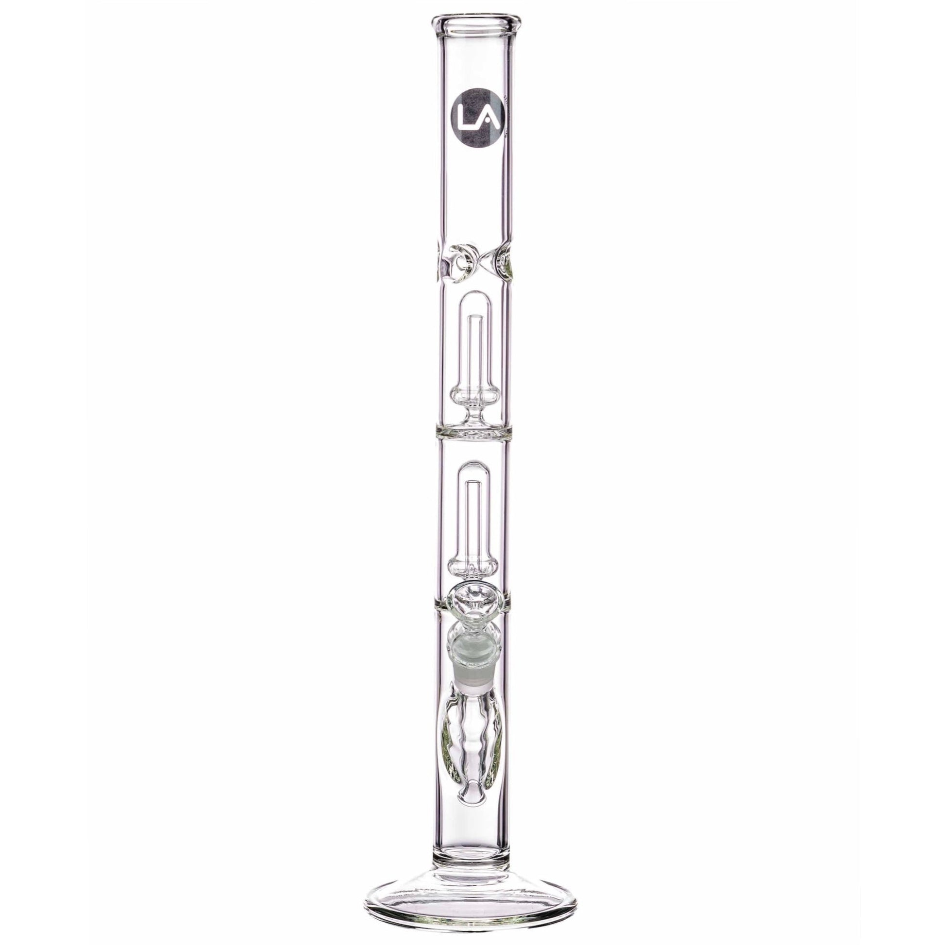 LA Pipes 14” Double Showerhead Perc Straight Tube Bong by LA Pipes | Mission Dispensary