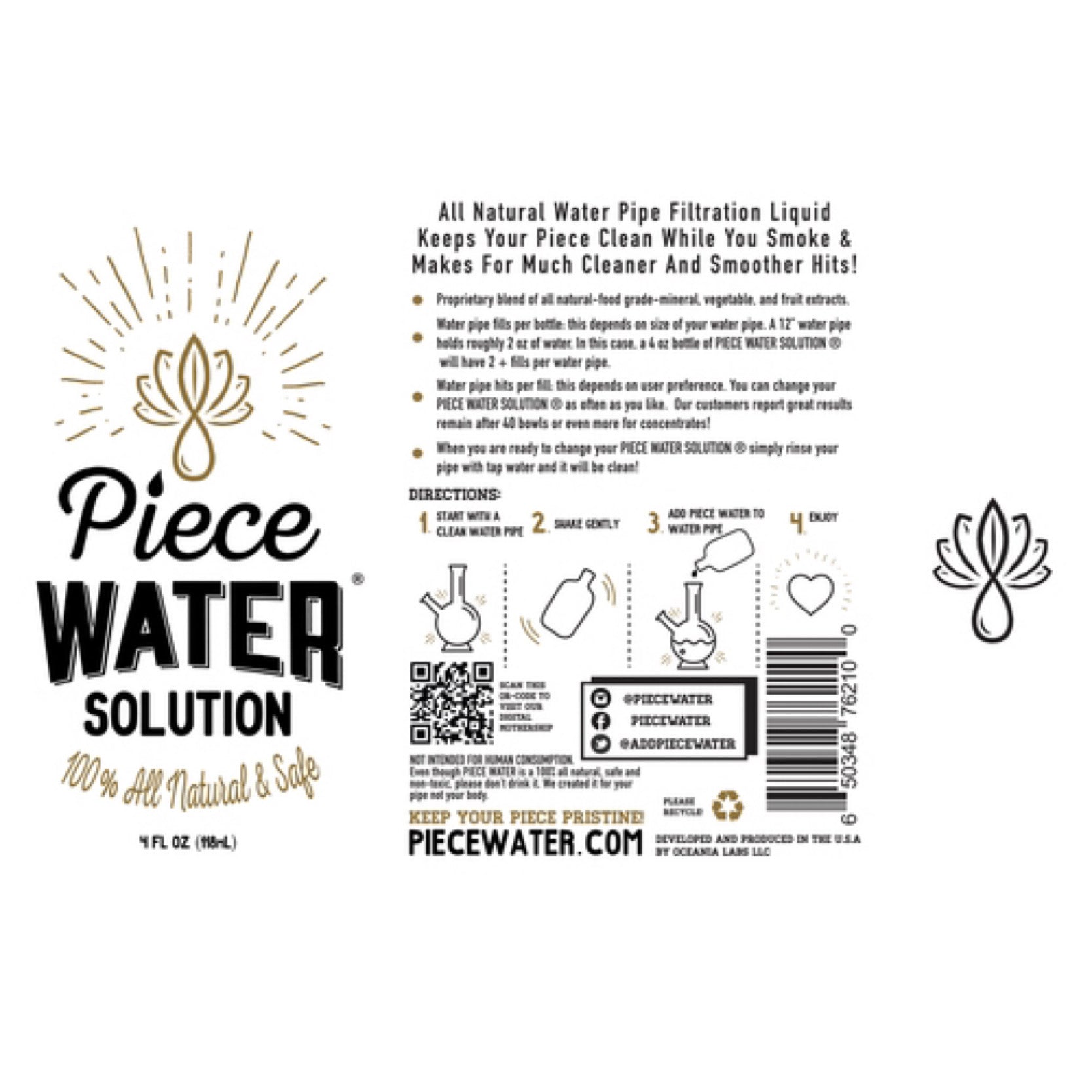 Piece Water® Solution Mini/Rig Size by Piece Water | Mission Dispensary
