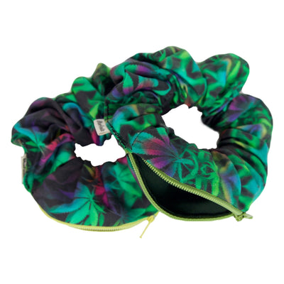 Blue Fiesta “Psychedelic Weed Leaf” Stash Pocket Scrunchie by Blue Fiesta | Mission Dispensary