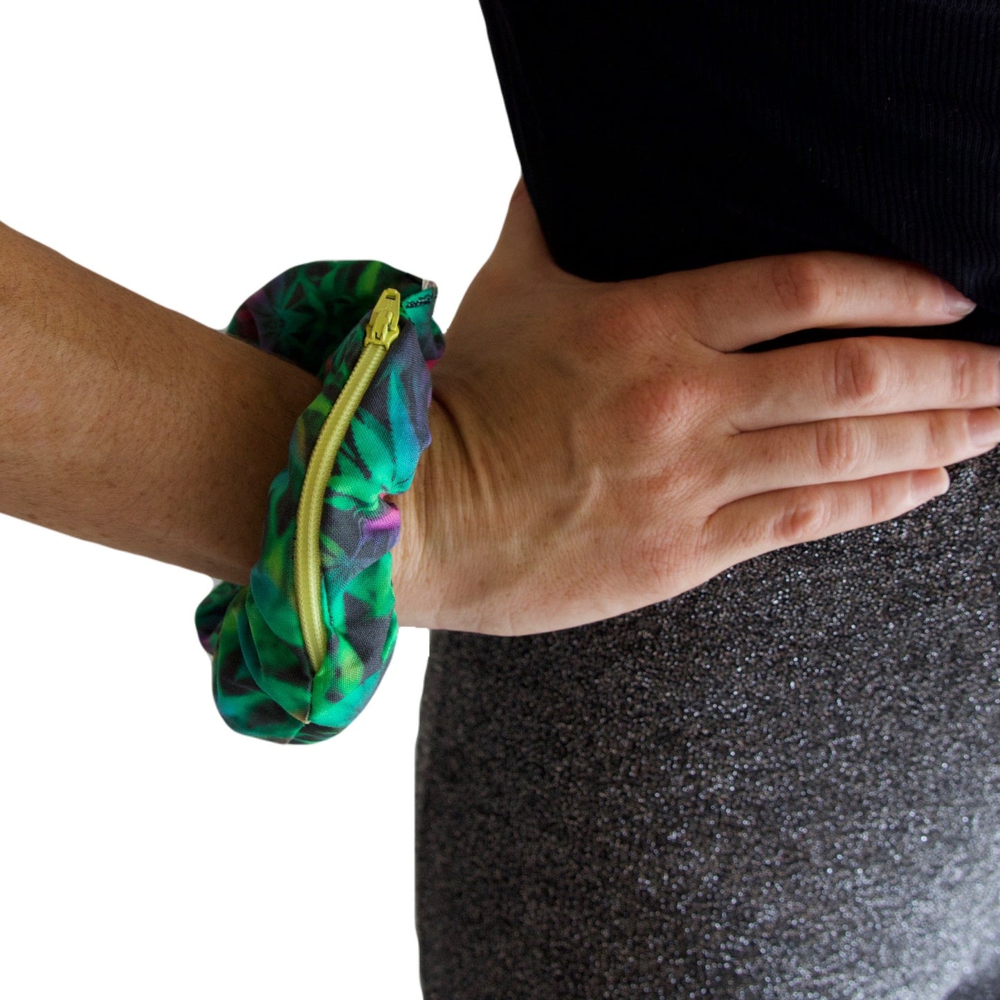 Blue Fiesta “Psychedelic Weed Leaf” Stash Pocket Scrunchie by Blue Fiesta | Mission Dispensary