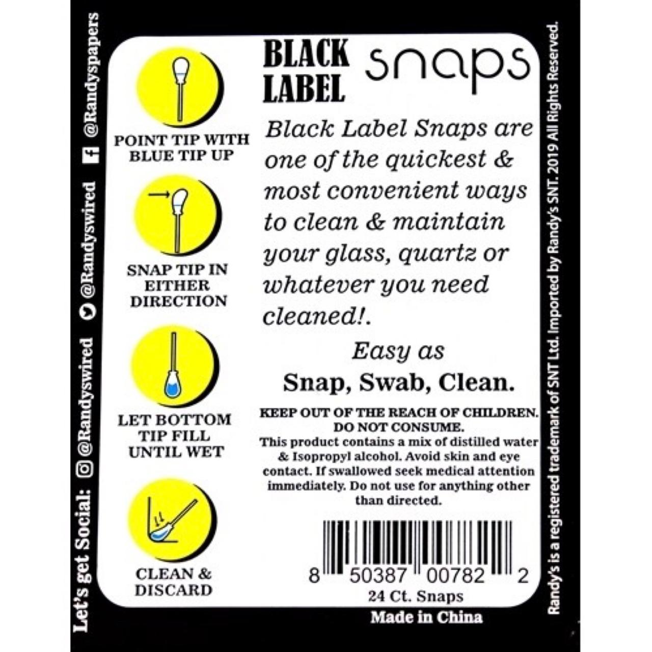 Randy’s Black Label Snaps - Alcohol Filled Cotton Swabs by Randy’s | Mission Dispensary