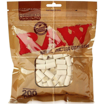 Raw® Natural Unrefined Regular Cotton Filters (200-Pack) by RAW Rolling Papers | Mission Dispensary