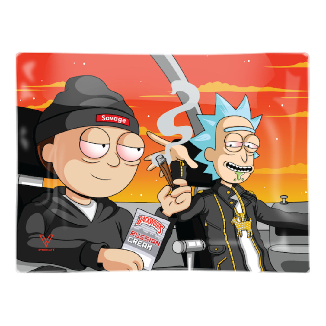 V Syndicate Dirty Ridin’ Glass Rolling Tray - Medium by V Syndicate | Mission Dispensary