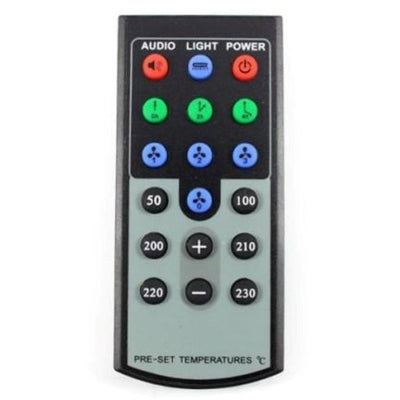 a remote control that is on a white surface