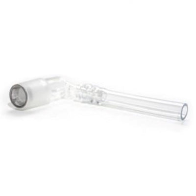 a clear plastic tube with a black handle