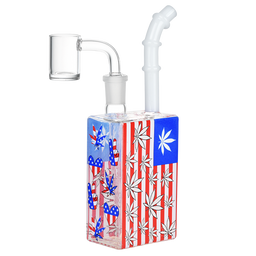 Patriotic Leaf UV Glow Juice Box Dab Rig