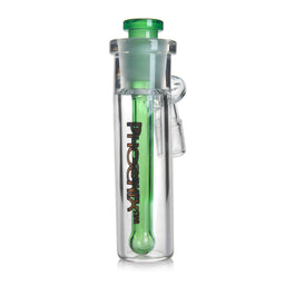 Phoenix Star 14MM Male 45°-Degree Joint Ash Catcher With Green Downstem Clear View In Honeybee Herb