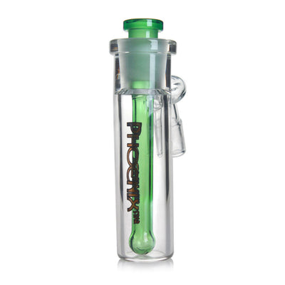 Phoenix Star 14MM Male 45°-Degree Joint Ash Catcher With Green Downstem Clear View In Honeybee Herb