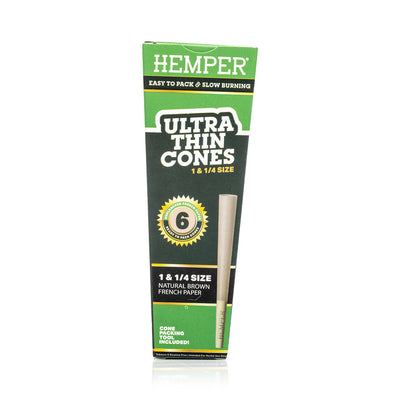 Ultra Thin Pre-Rolled Cones French Unbleached Paper - 6 Pack - 1 1/4 Size