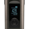 a digital clock is displayed on the back of a cell phone